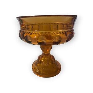 Vintage Indiana Glass  Kings Crown Compote/Candy Dish Amber